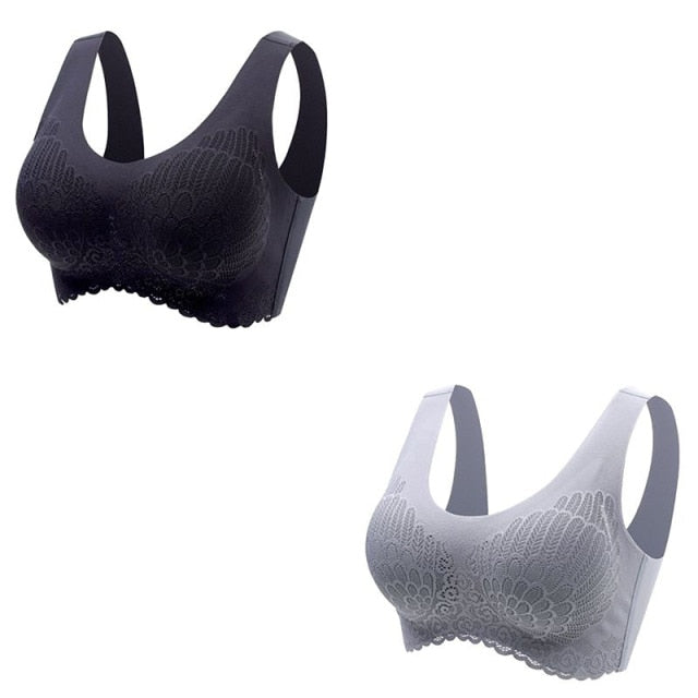 Sexy Skin-friendly Women's Seamless Latex Bras Plus Size 2Pcs