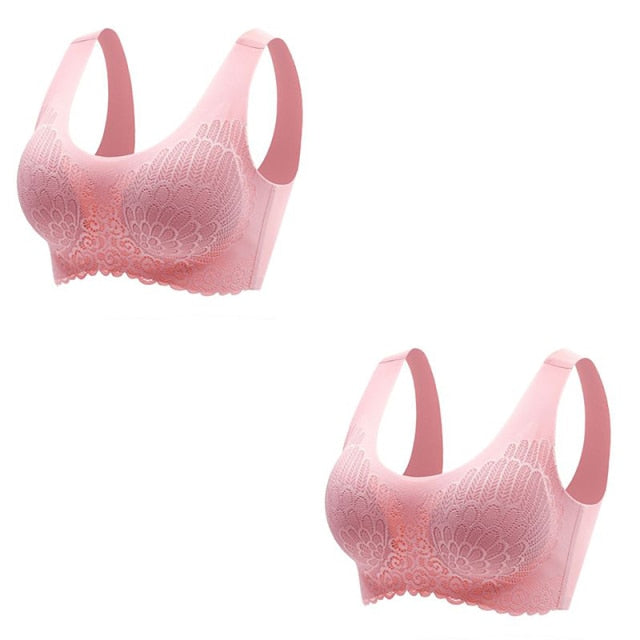 Sexy Skin-friendly Women's Seamless Latex Bras Plus Size 2Pcs