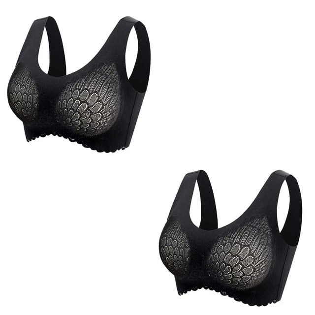 Sexy Skin-friendly Women's Seamless Latex Bras Plus Size 2Pcs