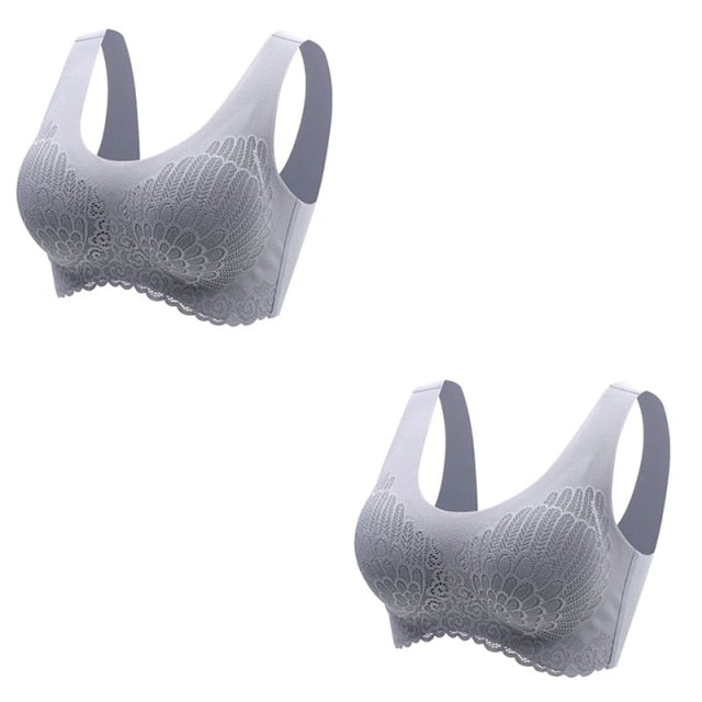 Sexy Skin-friendly Women's Seamless Latex Bras Plus Size 2Pcs