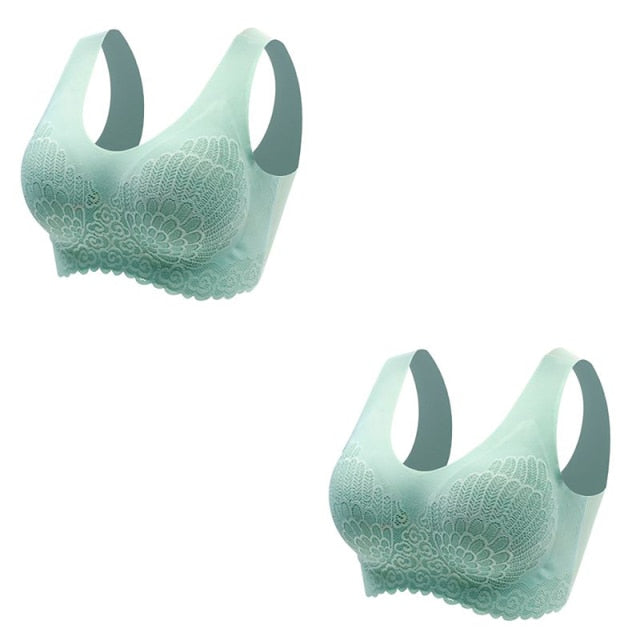 Sexy Skin-friendly Women's Seamless Latex Bras Plus Size 2Pcs
