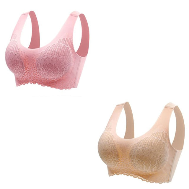 Sexy Skin-friendly Women's Seamless Latex Bras Plus Size 2Pcs