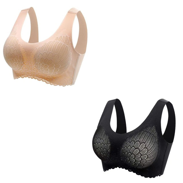 Sexy Skin-friendly Women's Seamless Latex Bras Plus Size 2Pcs