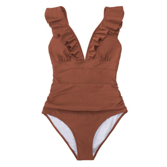 Sexy Women's Ruffled Lace-up Monokini Swimsuit One Piece