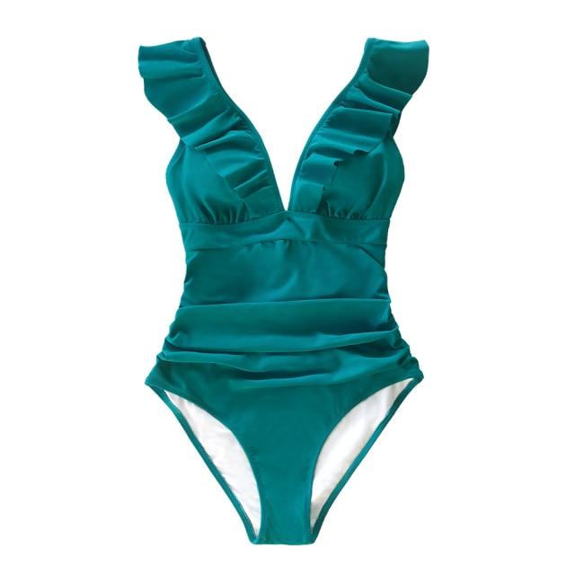 Sexy Women's Ruffled Lace-up Monokini Swimsuit One Piece