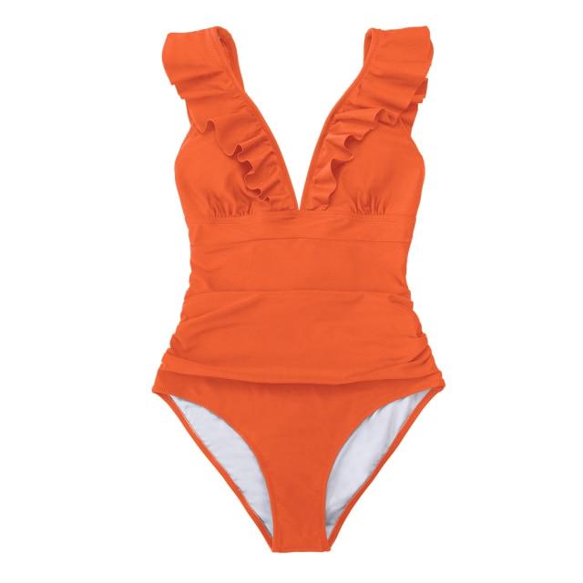 Sexy Women's Ruffled Lace-up Monokini Swimsuit One Piece