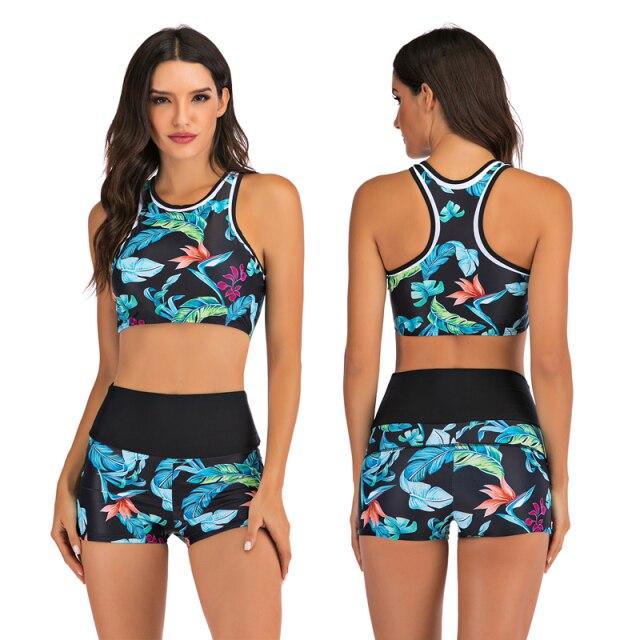 Pop Sexy Women's Floral Print Sports Beachwear 2 Piece
