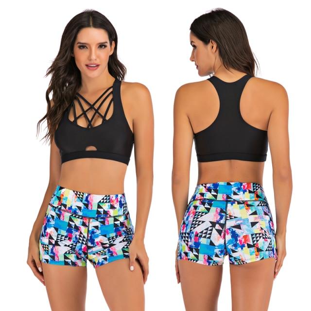 Pop Sexy Women's Floral Print Sports Beachwear 2 Piece