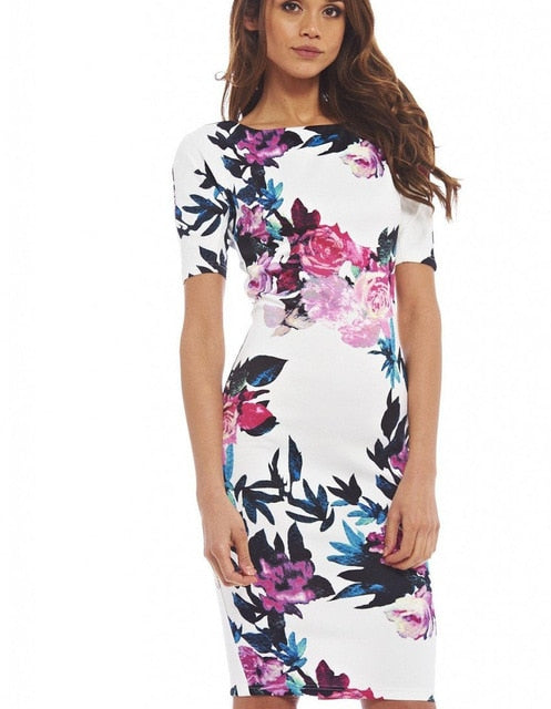 Elegant Floral Print Work Casual Party Dress - Sheseelady