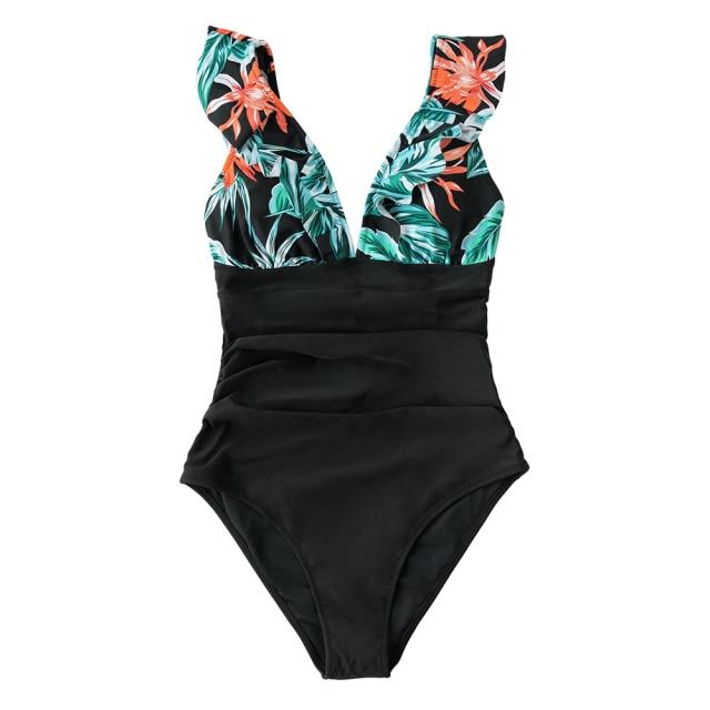 Sexy Women's Ruffled Lace-up Monokini Swimsuit One Piece