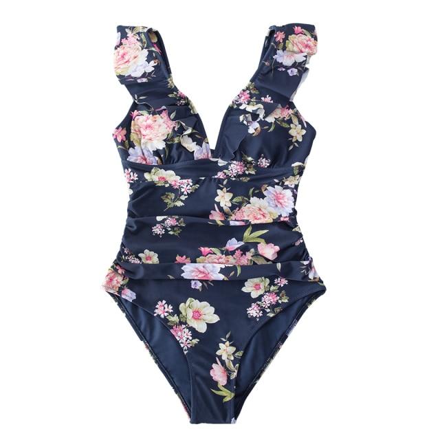 Sexy Women's Ruffled Lace-up Monokini Swimsuit One Piece