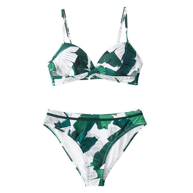 Sexy Women's Push Up Bikini Sets With Floral Print Wrap & Thong Two Pieces