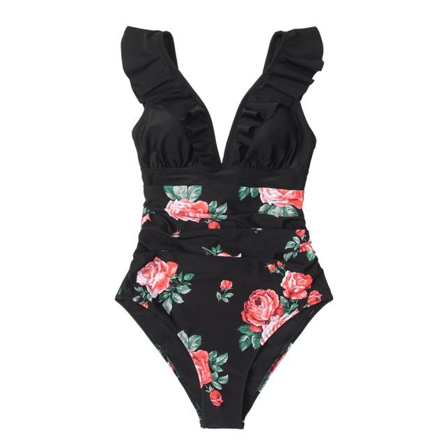 Sexy Women's Ruffled Lace-up Monokini Swimsuit One Piece