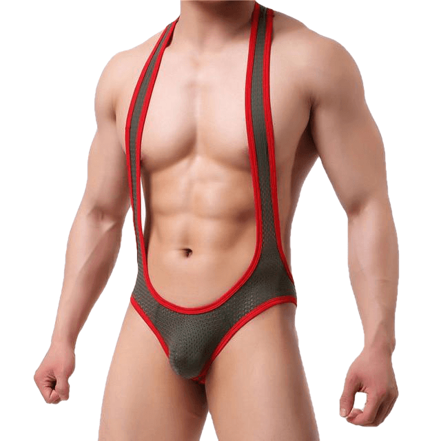 Wrestling Style Sexy Men's Patchwork Open Butt Loungewear