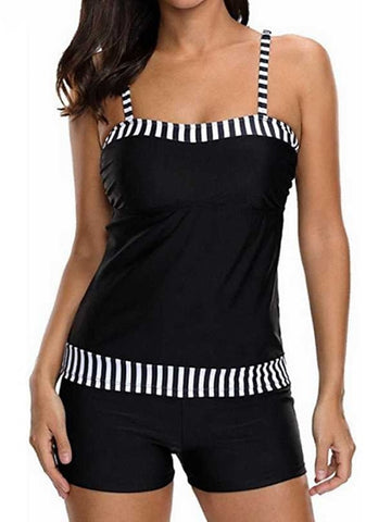 Women's Swimwear Tankini 2 Piece Normal Swimsuit Slim Stripe As shown Bathing Suits New Active Basic / Padded Bras
