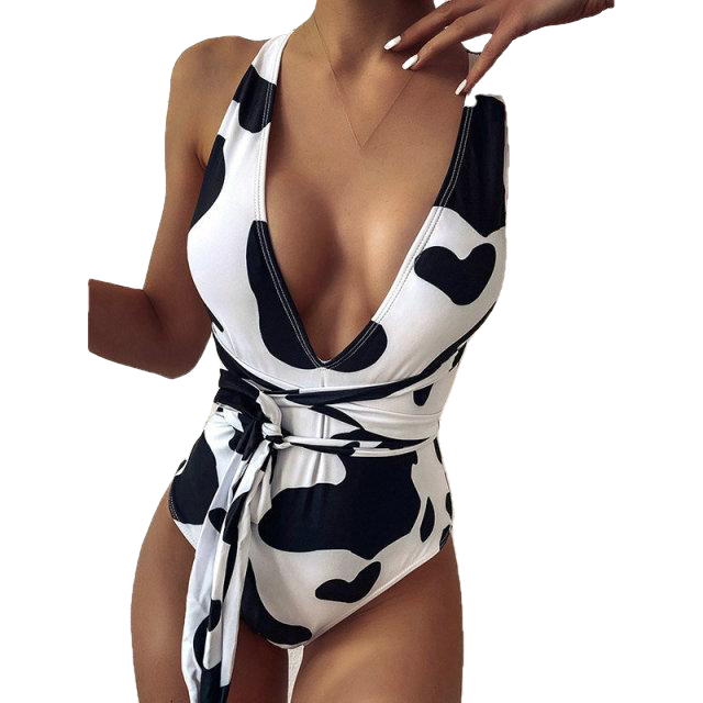 Hot Girls' Backless Plunge Swimsuit With Cross Bandage One Piece