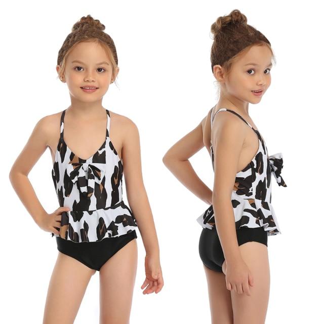Stylish Girls' Sleeveless Floral Print Swimsuit Two Pieces