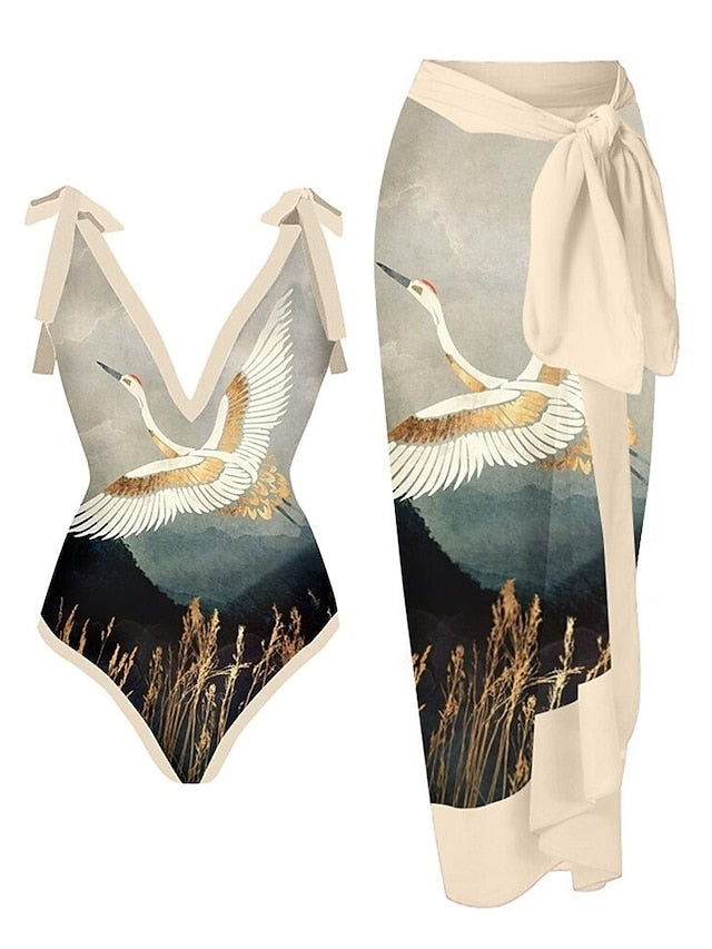 Women's Swimwear Tankini 2 Piece Normal Swimsuit 2 Piece Printing Graphic Yellow Red Blue Green Beige Bathing Suits Sports Summer