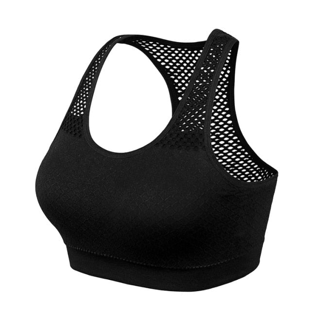 Shockproof Quick-drying Women's Wireless Mesh Push Up Sports Bras