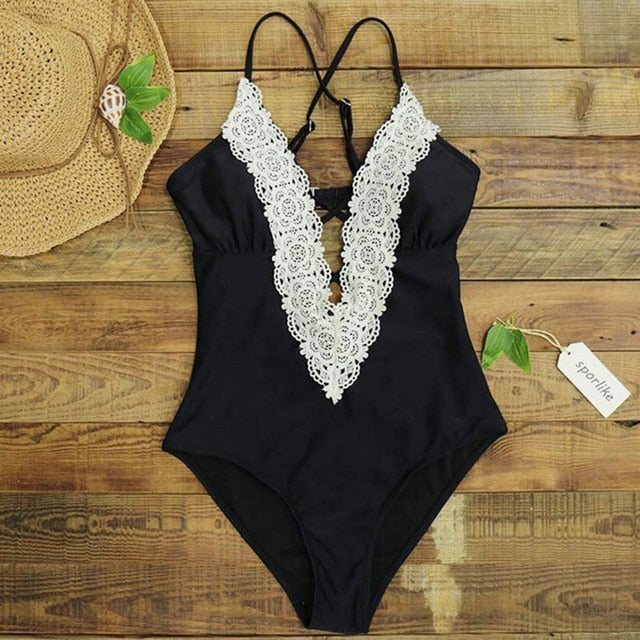 Vintage Sexy Women's Backless Bathing Suit One Piece