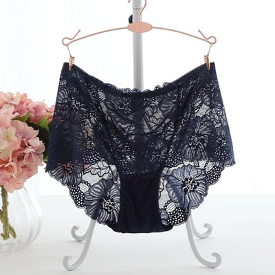 Sexy Hollow Out Floral Embroidery Lace Briefs Women With L-5Xl For Ladies