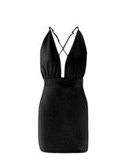 Women's Party Dress Black Dress Sexy Dress Mini Dress Black Pink Beige Sleeveless Pure Color Backless Summer Spring Fall Deep V Party Party Vacation Summer Dress Slim