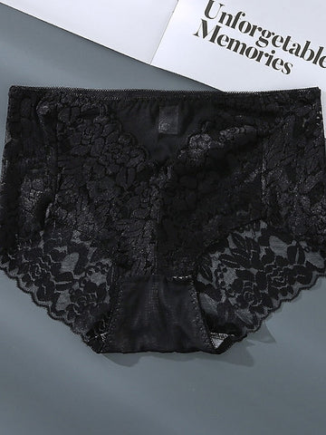 Women's Sexy Panties Brief Underwear 1pc , pack Underwear Fashion Sexy Lace Lace Nylon Mid Waist Sexy Black Red White