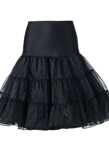 Women's Skirt Petticoat Mini Polyester Black White Red Skirts Spring, Fall, Winter, Summer Vintage Style Classic Bride & Groom Style Elegant Prom Dress Prom Vacation