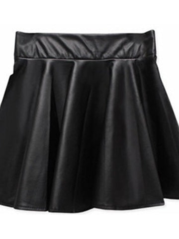 Women's Skirt Swing Above Knee Faux Leather Black Wine Blue Coffee Skirts Fashion Casual Daily