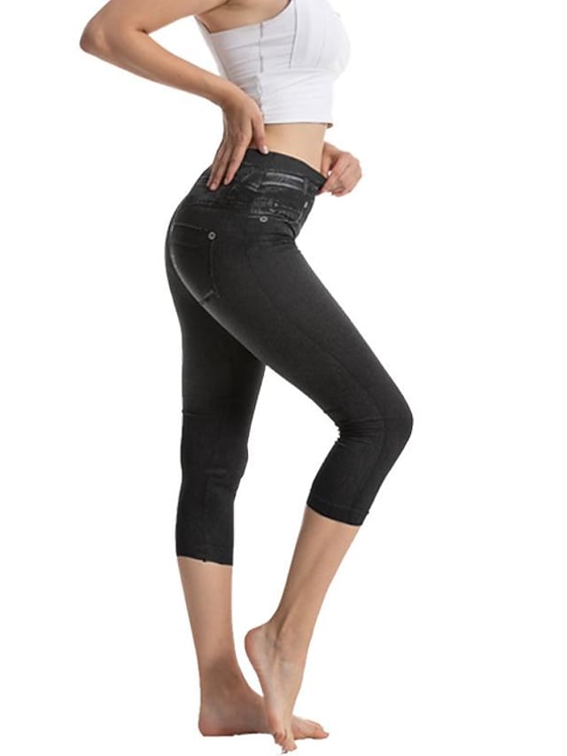 Women's Skinny Jeans Sporty Calf-Length Solid Color Pants