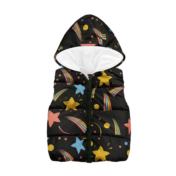 Cheaper Autumn Winter Warm Kids Vests For Boys Cartoon Rainbow Dinosaur Outerwear Sleeveless Hooded Jackets Gilet Baby Boy Coats - Sheseelady
