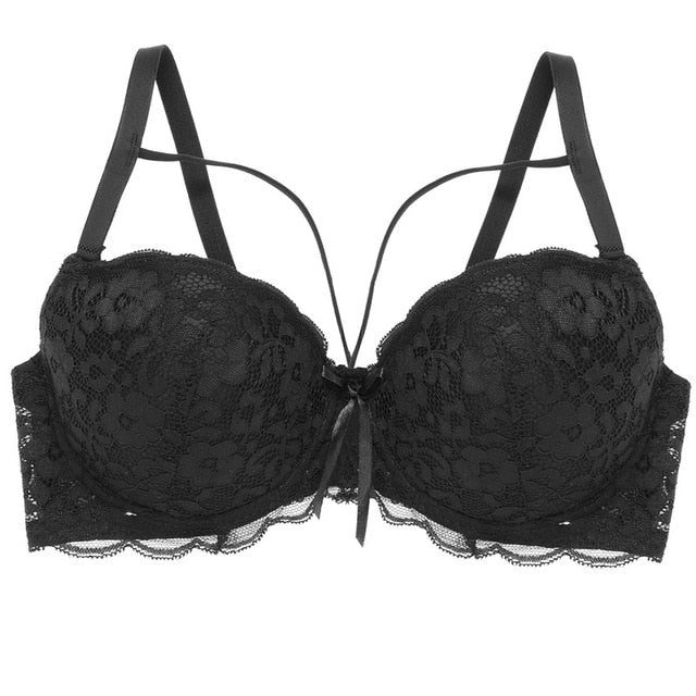Bow Lace Bralette Brassiere Underwire Lingerie Racerback Floral Bras - Sheseelady