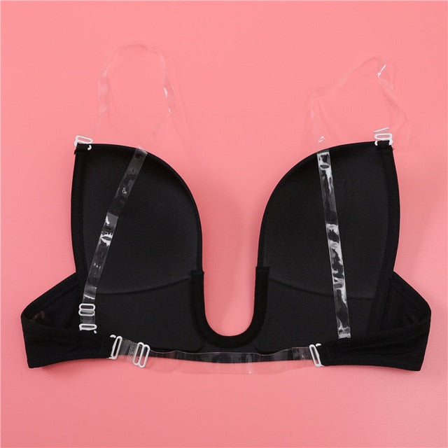 Plunge U Invisible Bra Seamless Convertible Transparent Back Straps Backless Bras Princess Party Dress Wedding Elegant Ceremony