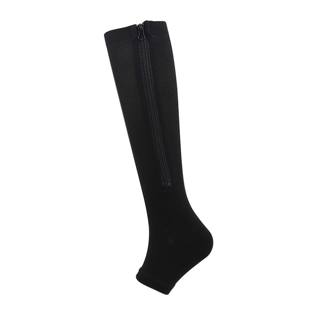 A Pair Sports Pressure Socks Compression Zipper Socks Long Leg Elastic Socks Compression Socks