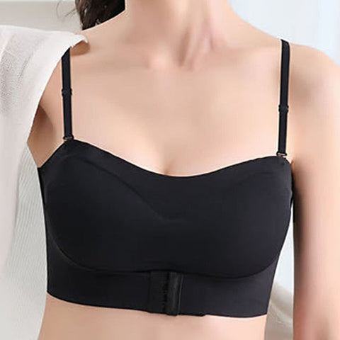 Women's Wireless Bras Padded Bras Adjustable Strapless Bras 3,4 Cup V Neck Breathable Push Up Invisible Pure Color Front Closure Date Valentine's Day Casual Daily Nylon 1PC White Black , 1 PC
