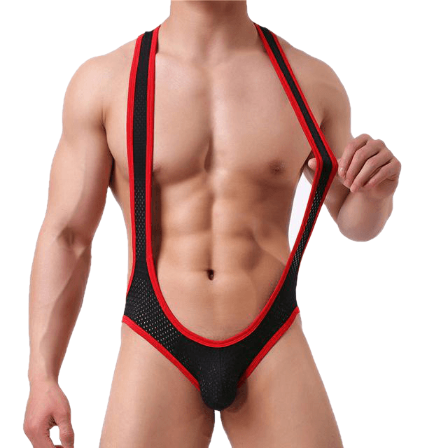 Wrestling Style Sexy Men's Patchwork Open Butt Loungewear