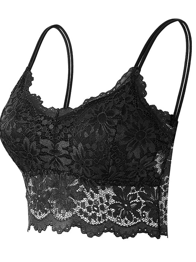 Women's Lace Bras Sheer Bras 3,4 Cup V Neck Push Up Lace Pure Color Pull-On Closure Date Valentine's Day Casual Daily Nylon Sexy 1PC White Black , Bras & Bralettes , 1 PC