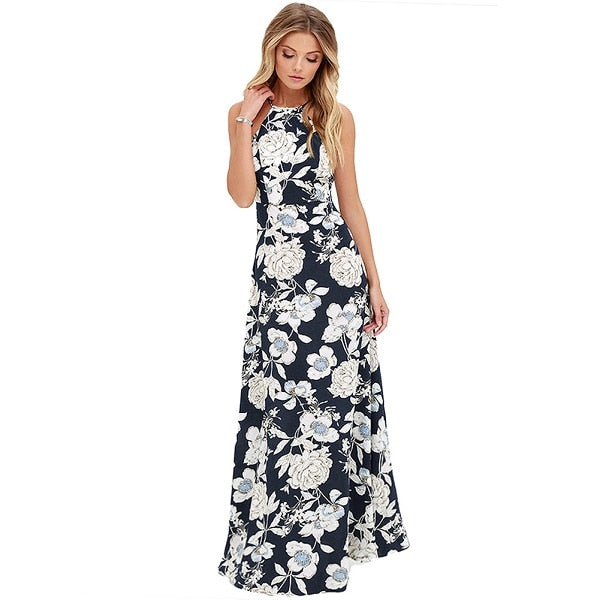 Floral Print Boho Sleeveless Beach Slip Dress - Sheseelady