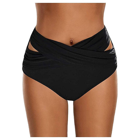 Women's Swimwear Bikini Bottom Normal Swimsuit Cut Out High Waisted Solid Color Black Bathing Suits Sports Summer