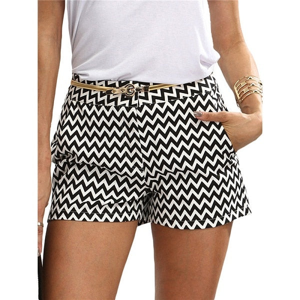 New Fashion Plaid Shorts Women Summer Black And White Mid Waist Casual Pocket Straight