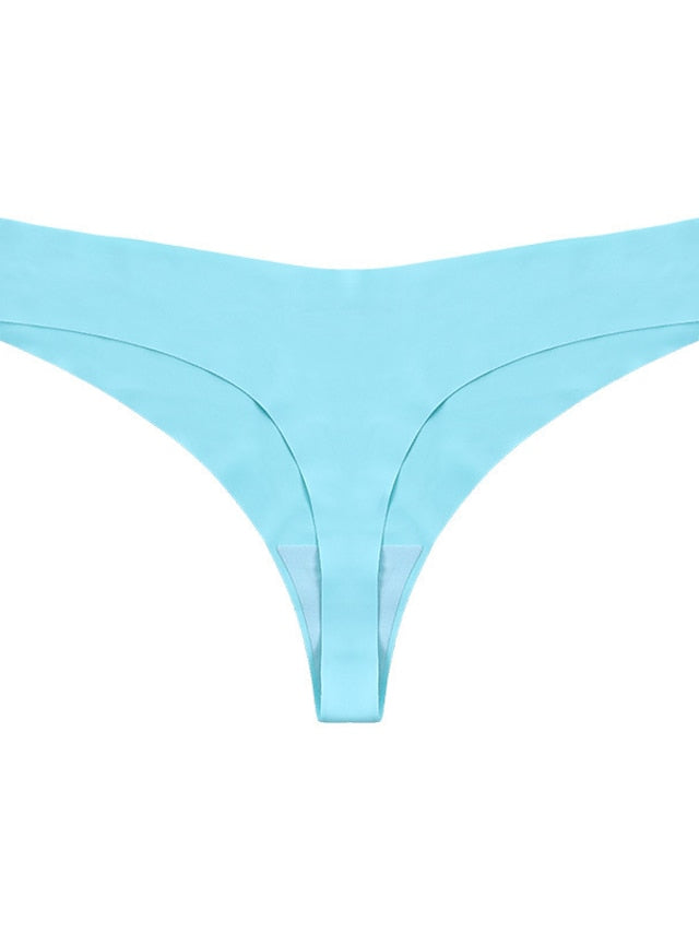 Women's Sexy Panties G-strings & Thongs Panties Brief Underwear 1 PC Underwear Simple Sexy Comfort Basic Pure Color Nylon Low Waist Touch of Sensation Light Blue Green Black