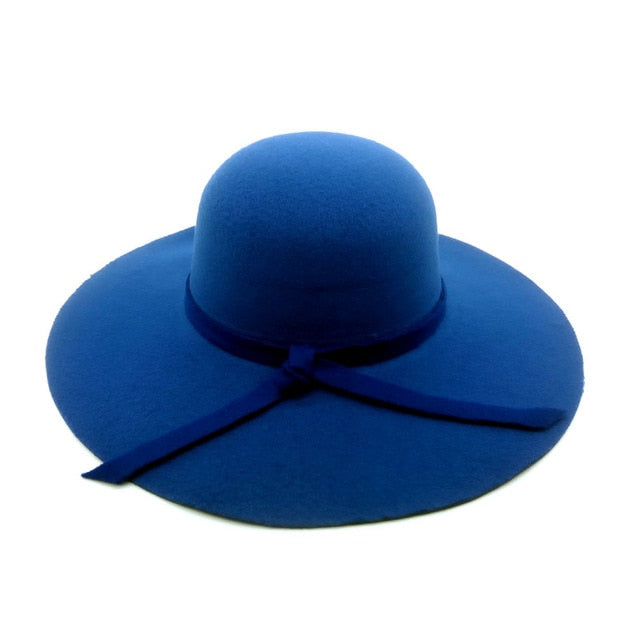 Autumn Winter Summer Fashion Fedoras Vintage Pure Women'S Beach Sun Hat Female Waves Large Brim Sunbonnet Fedoras Lady Sun Hat - Sheseelady