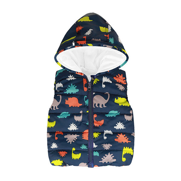 Cheaper Autumn Winter Warm Kids Vests For Boys Cartoon Rainbow Dinosaur Outerwear Sleeveless Hooded Jackets Gilet Baby Boy Coats - Sheseelady