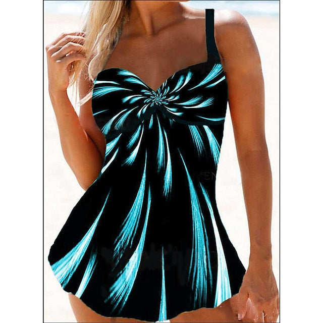 Women's Swimwear Tankini 2 Piece Normal Swimsuit 2 Piece Graphic Blue Purple Rainbow Tank Top Bathing Suits Sports Summer