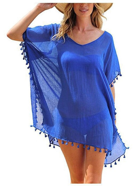 Summer Stylish Ladies' Bikini Cover-ups With Tassel For Beach