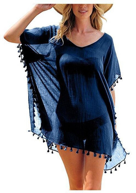 Summer Stylish Ladies' Bikini Cover-ups With Tassel For Beach