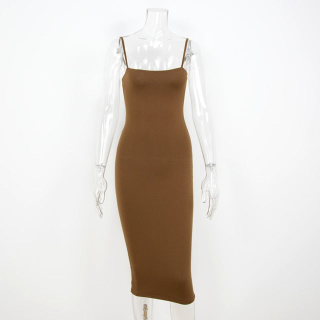 Double Layers Cotton Bodycon Midi Tight Party Dress - Sheseelady