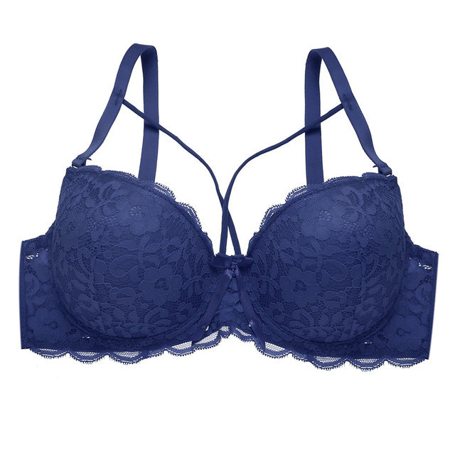 Bow Lace Bralette Brassiere Underwire Lingerie Racerback Floral Bras - Sheseelady