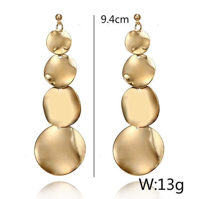 Punk Style Statement Female Geometric Shape Metal Dangle Earrings For Gifts