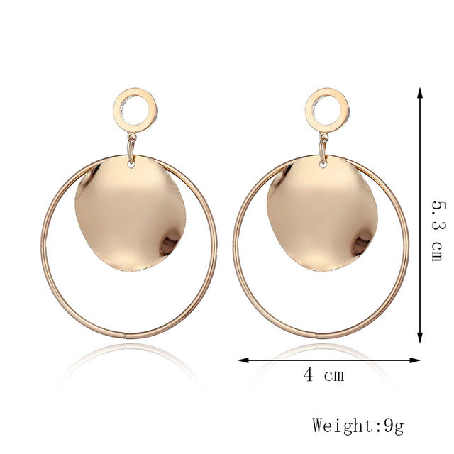 Punk Style Statement Female Geometric Shape Metal Dangle Earrings For Gifts